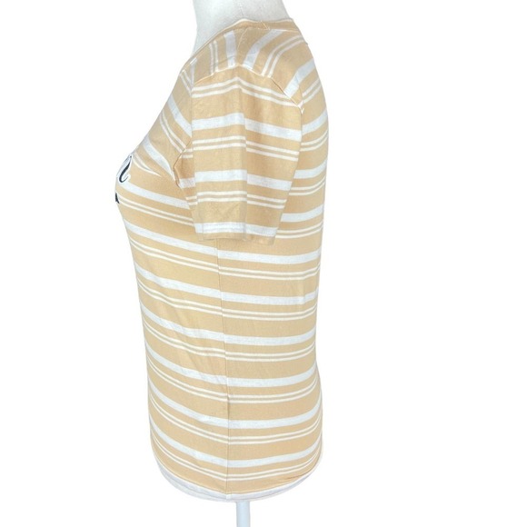 HOLLISTER CASUAL STRIPED SHORT SLEEVE EMBROIDERED CREW NECK BROWN SIZE XS - Picture 3 of 11